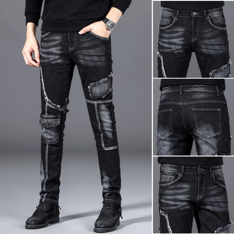 Men's Homme Streetwear Denim Pants Trend Brand Trousers For Men Casual Solid Biker Simple Design