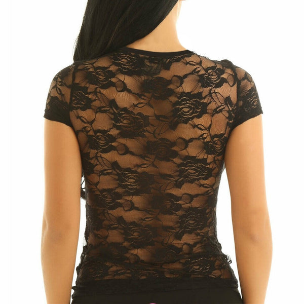 Women's Sexy Lace Vest Top Short Sleeve Solid Wire Free Tops Hollow Female Elegant Clothing Ladies Casual oversized Underwear