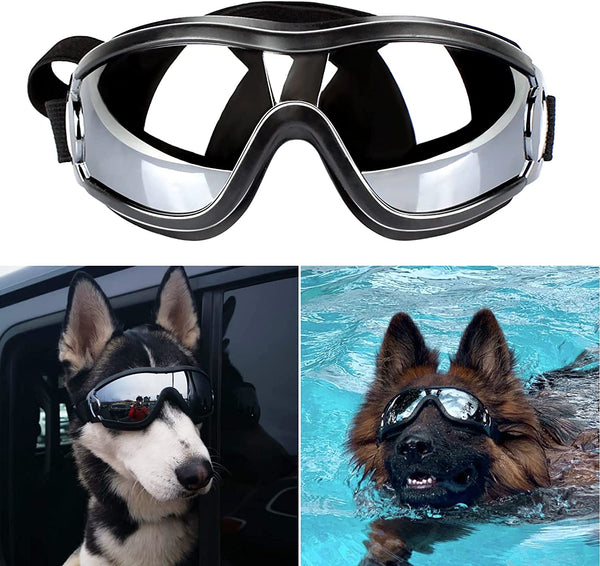 Dog Sunglasses Dog Goggles Adjustable Strap for Travel Skiing and Anti-Fog Dog Snow Goggles Pet Goggles for Medium to Large Dog