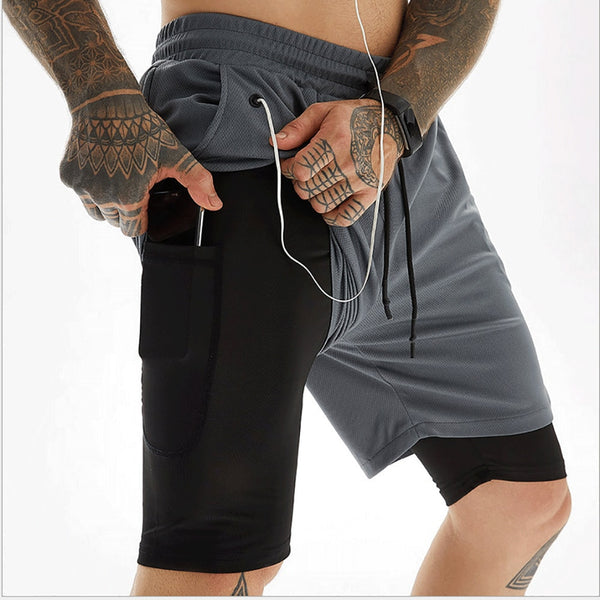 Men's Camo Running Shorts 2 In 1 Double-deck Quick Dry GYM shorts