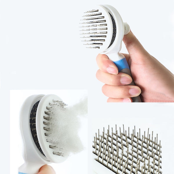 Dog or Cat Hair Removal Comb For Pet Grooming Gloves Tool Dog Brush with Button Removal