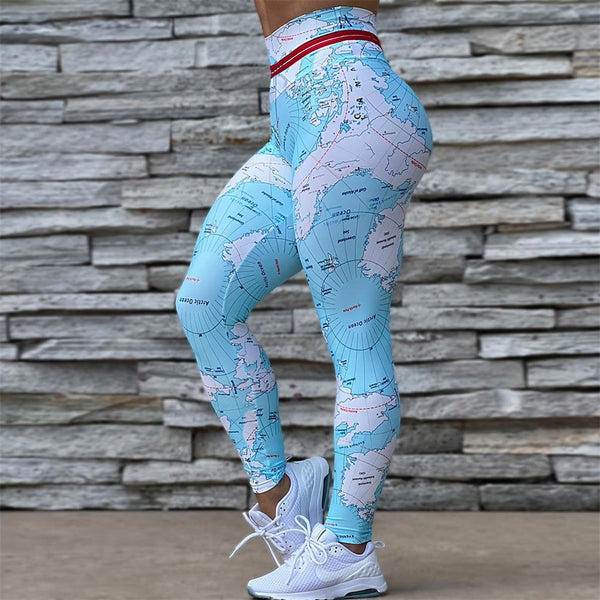 Map 3D Print High Waist Leggins Fitness Sexy Women Leggings Running Workout Pants Push Up Gym New Leggings ropa de mujer