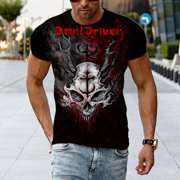 Crew Neck Short Sleeve Skull Men's Printed 3D T-shirts
