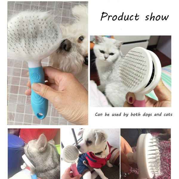 Dog or Cat Hair Removal Comb For Pet Grooming Gloves Tool Dog Brush with Button Removal