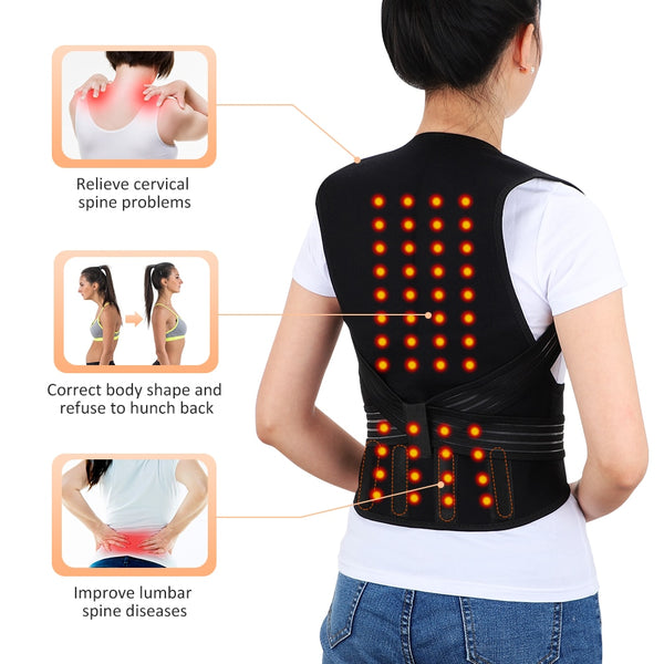 68 piece Magnet Tourmaline Self-heating Therapy Waist Back Shoulder Posture Corrector Spine Back Support Belt free Neck Brace