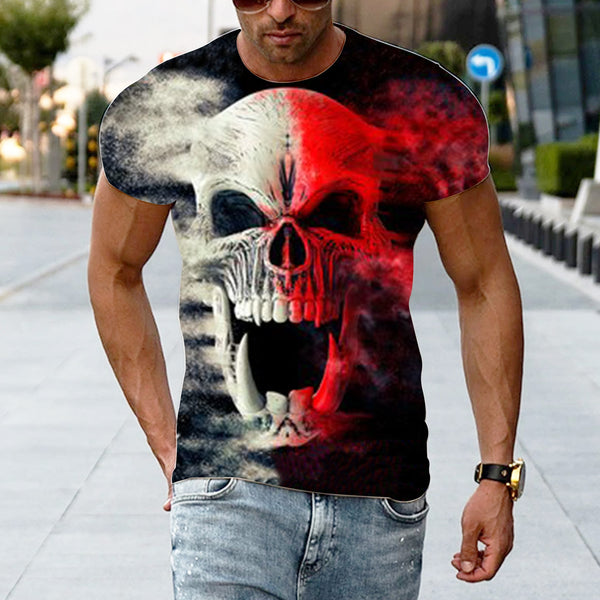 Crew Neck Short Sleeve Skull Men's Printed 3D T-shirts