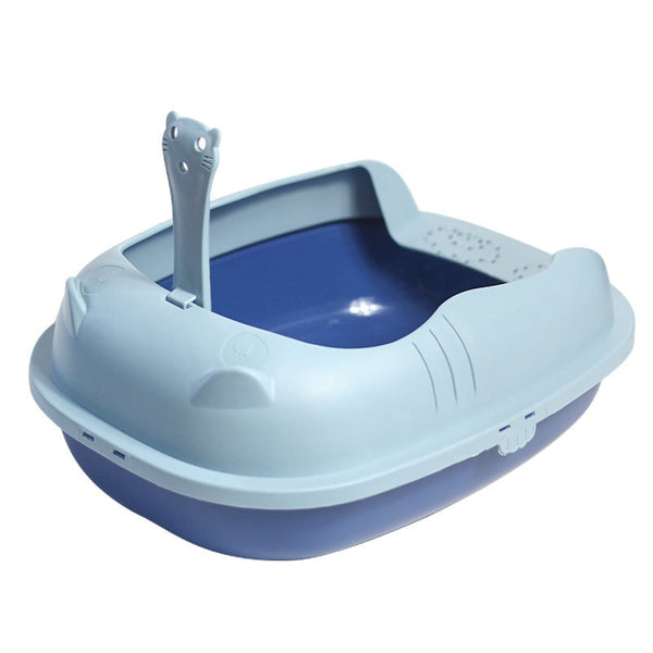 Cat Litter Box Semi-Closed Sandbox Anti Splash Plastic Cat Litter Box includes pan with Spoon