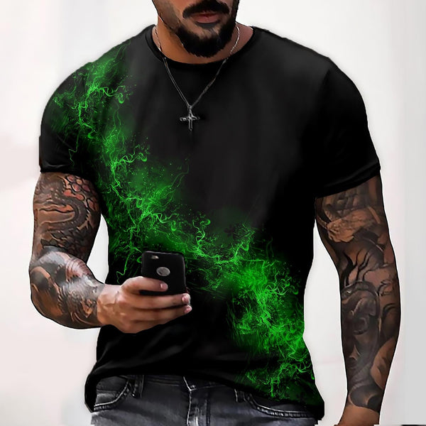 Short Sleeve T-Shirt 3D Graphic O Neck Black White Casual Streetwear