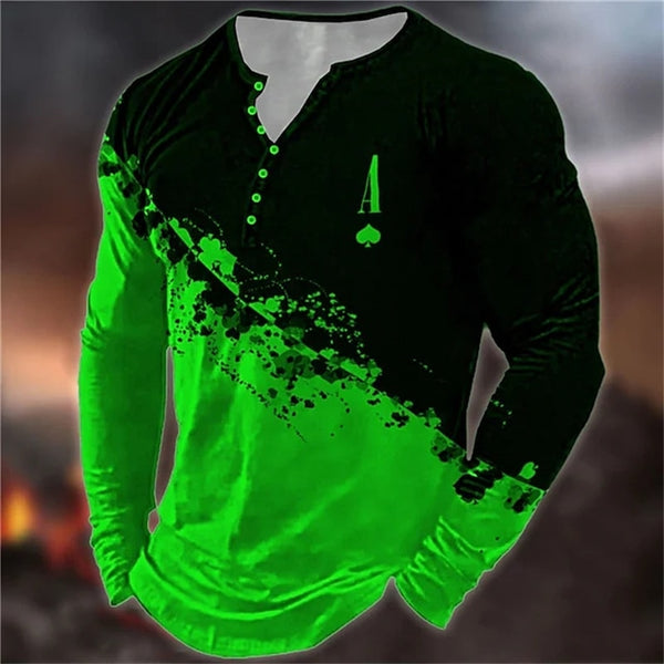 Men's Long Sleeve T-Shirts Color Blocking Graphic Casual Clothing