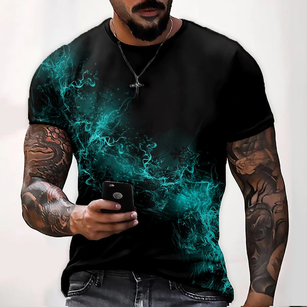 Short Sleeve T-Shirt 3D Graphic O Neck Black White Casual Streetwear