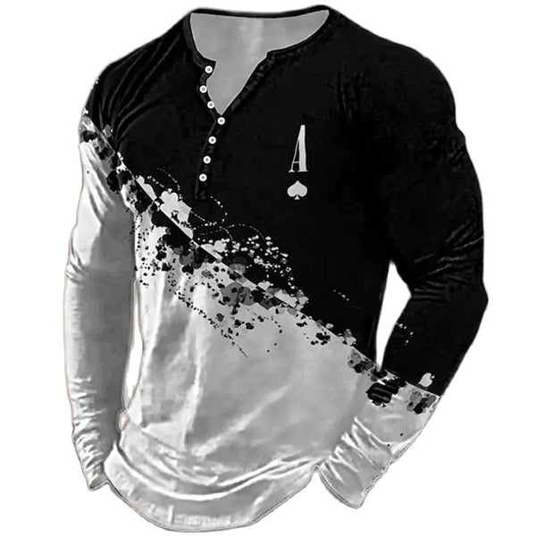 Men's Long Sleeve T-Shirts Color Blocking Graphic Casual Clothing