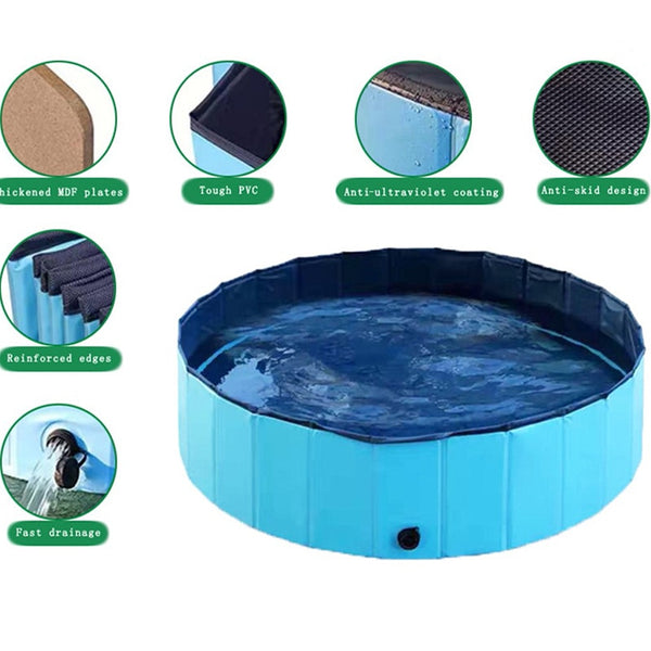 Foldable Dog Swimming Pool or Pet Bath / Collapsible Bathing Pool for Dogs,Cats or Kids