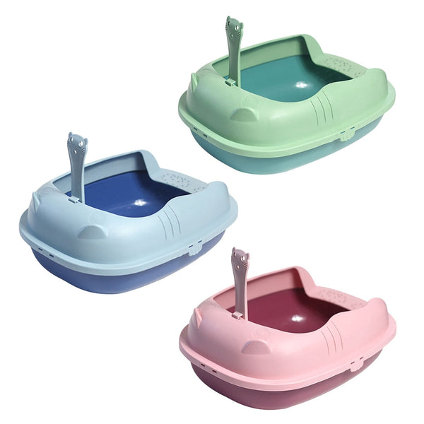 Cat Litter Box Semi-Closed Sandbox Anti Splash Plastic Cat Litter Box includes pan with Spoon