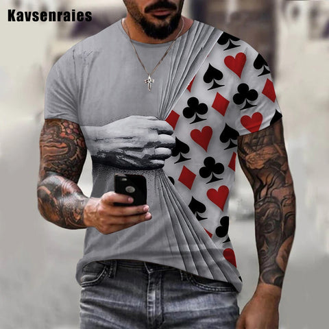 Playing Cards Design Printed 3D T-shirt Men Women Fashion Casual Short Sleeve Harajuku Streetwear