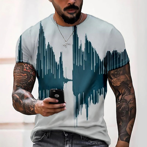 Short Sleeve T-Shirt 3D Graphic O Neck Black White Casual Streetwear