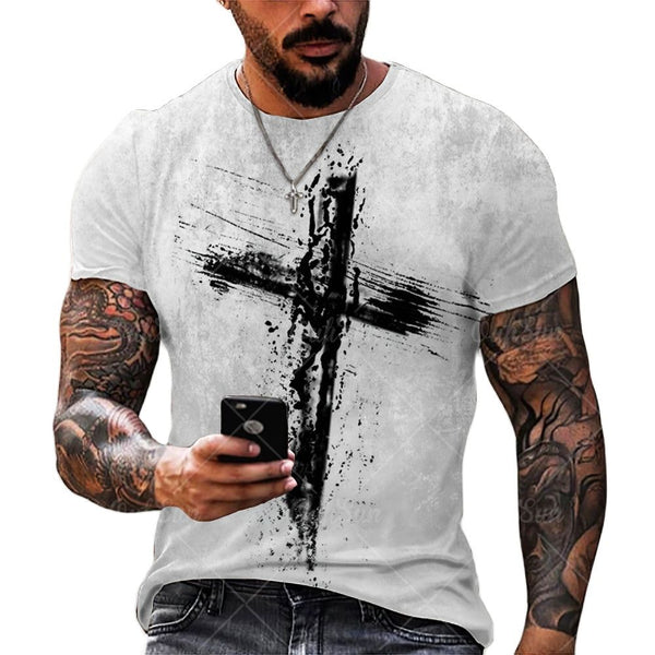 Jesus Christ 3D Print Men's T-shirts Retro Classic Short-sleeved Loose Tops