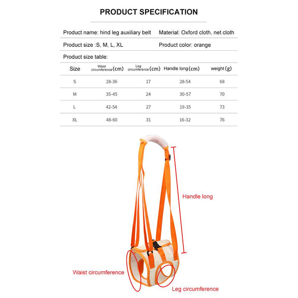 Mesh Cloth Hind Leg Care Pet Traction Auxiliary Belt Rehabilitation Exercise Balance Harness Leg Disabled Injured Elderly Dog