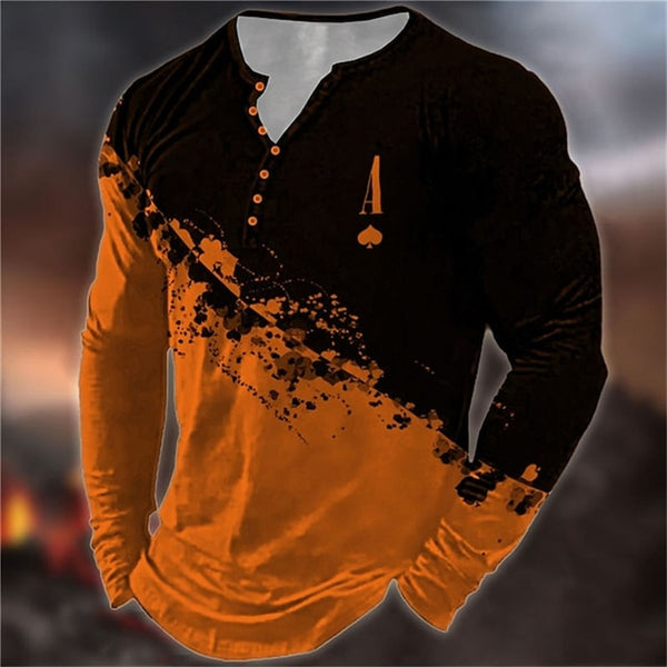 Men's Long Sleeve T-Shirts Color Blocking Graphic Casual Clothing