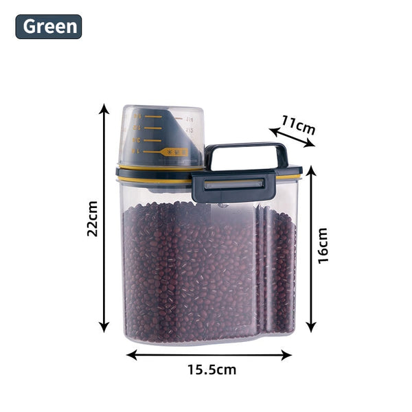 Dog Or Cat Plastic Food Pail Storage Tank with Measuring Cup Moisture-proof Sealed Container